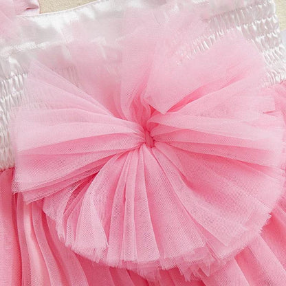 Adorable Baby Girls Easter Outfit Sleeveless Bunny Print Suspender Dress with Tulle Skirt for Spring and Summer Celebrations - Estalios