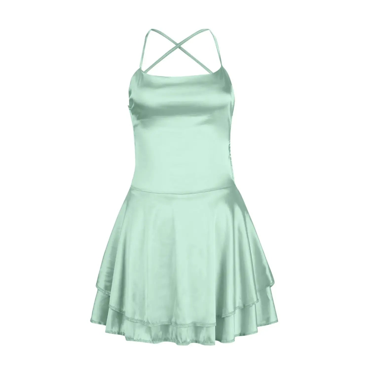 Elegante minivestido de fiesta de satén de seda con espalda descubierta para mujer