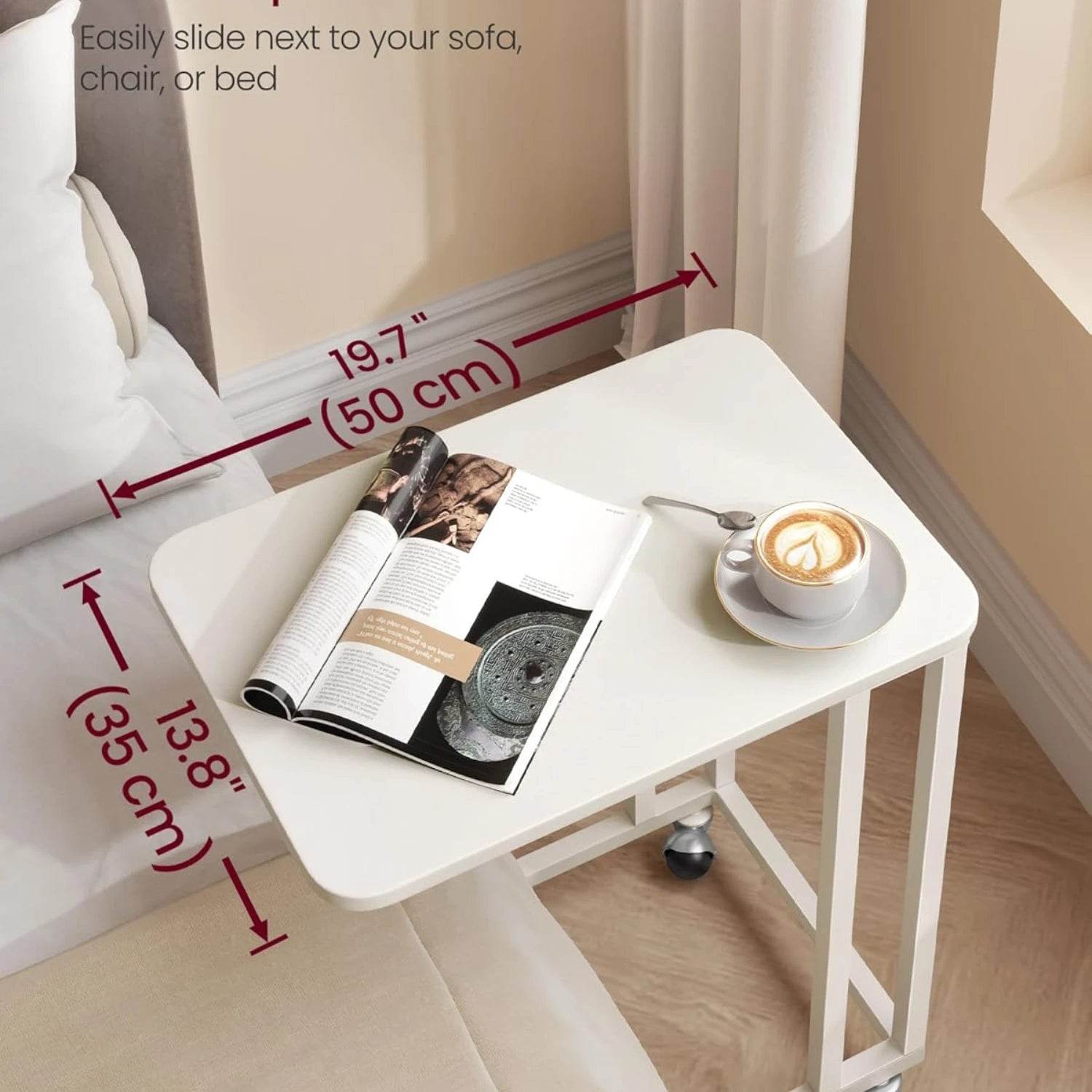 Coffee Laptop Mobile Tablet, Industrial Side Table on Wheels - Estalios