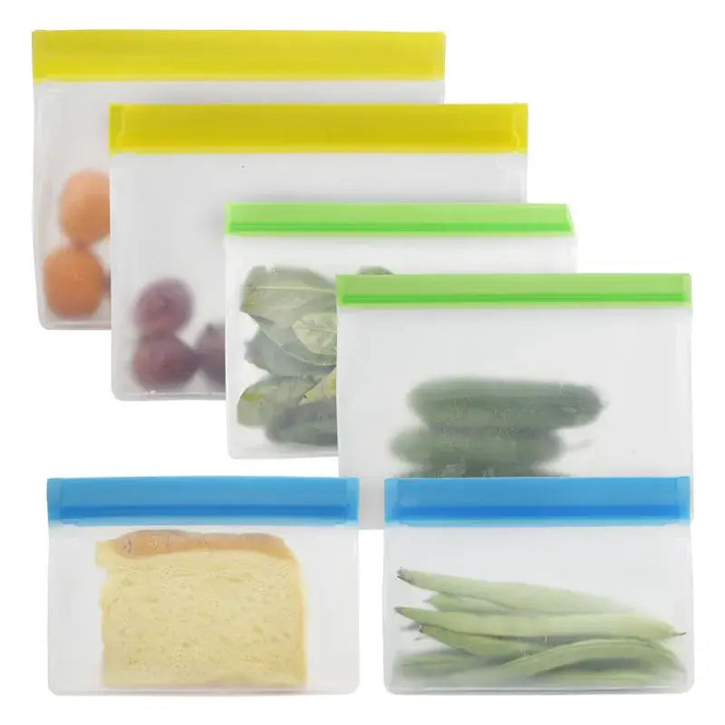 Leakproof Reusable Silicone-Free Food Storage Bags - Fresh Keeping Ziplock Bags for Fruits and More