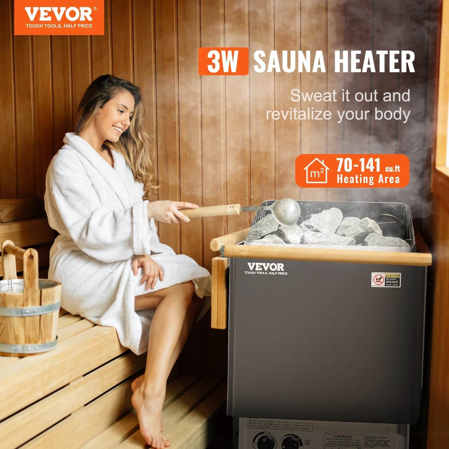 3KW Electric Sauna Heater with Internal Controller and Safety - Estalios