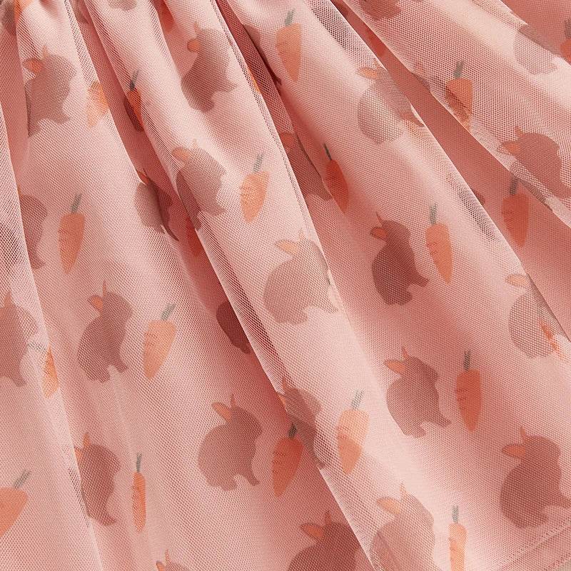 Girls Easter Bunny Print Sleeveless Dress Summer Fashion Casual Kids Princess Dress with Carrot Pattern - Estalios