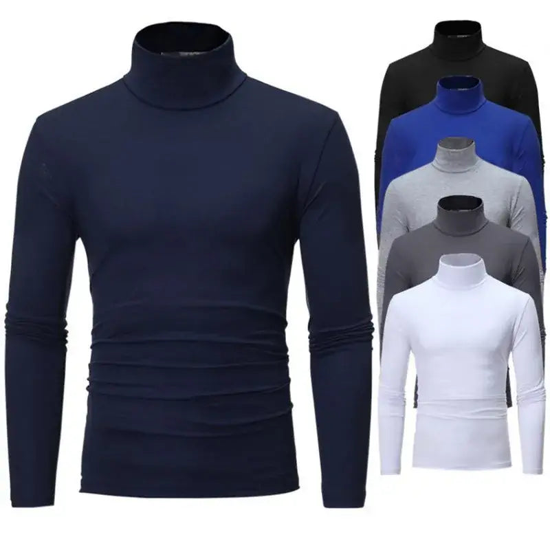 Slim Fit Royal Blue Autumn Winter Turtleneck