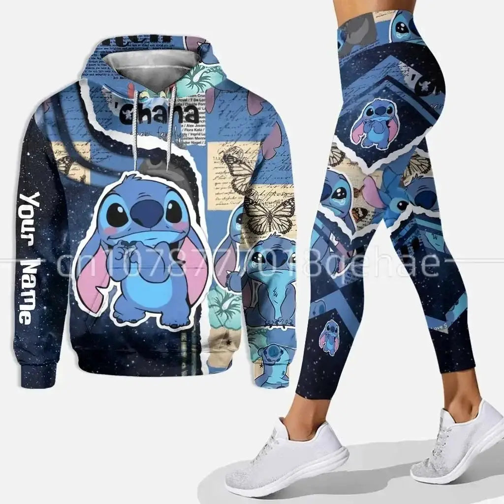 Disney Stitch and Angle 3D Hoodie and Leggings Women’s Set Yoga Pants Sports Yoga Hoodie Leggings Fashion Sportswear