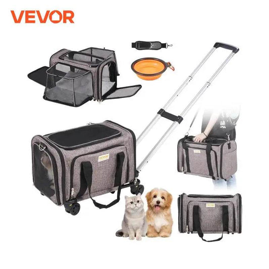 Breathable Pet Cat Carrier Backpack with Wheels for Travel - Estalios