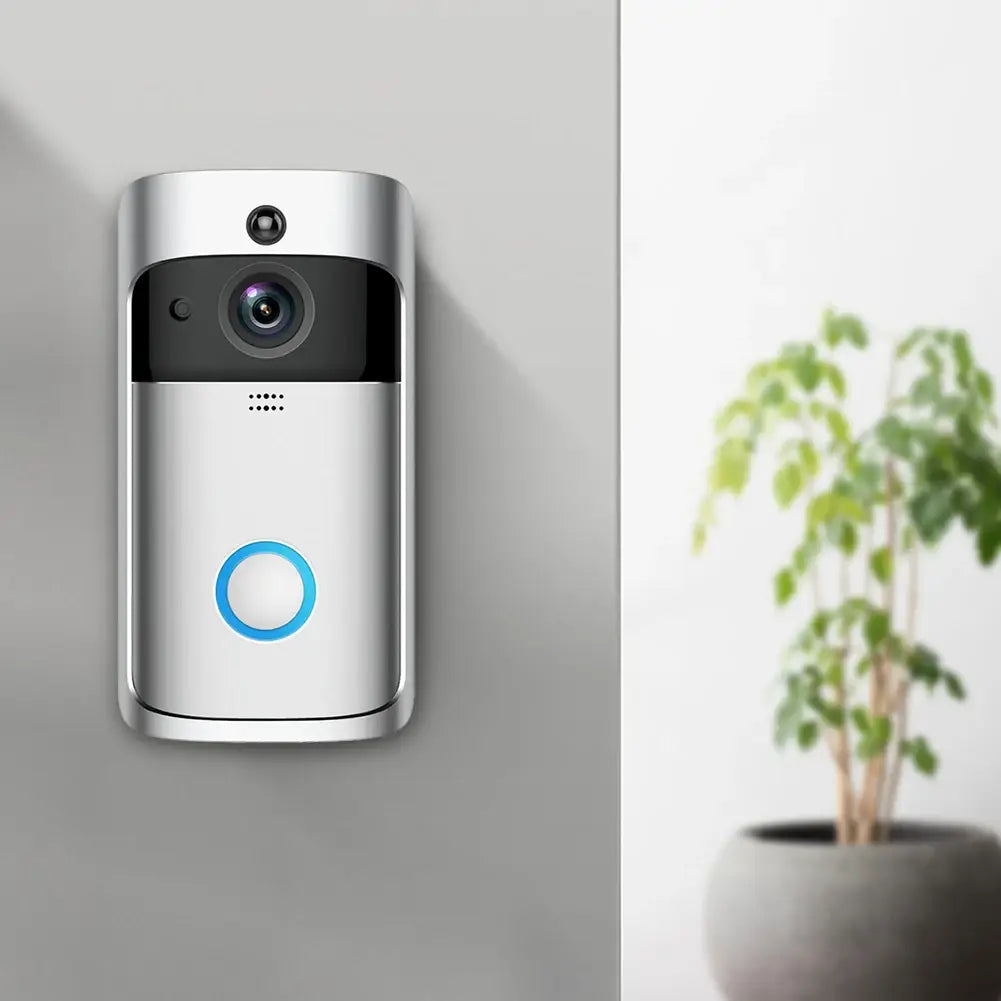 Timbre de video WiFi con audio bidireccional, timbre de seguridad para el hogar, visión nocturna de 720P con micrófono con cancelación de ruido, inteligente