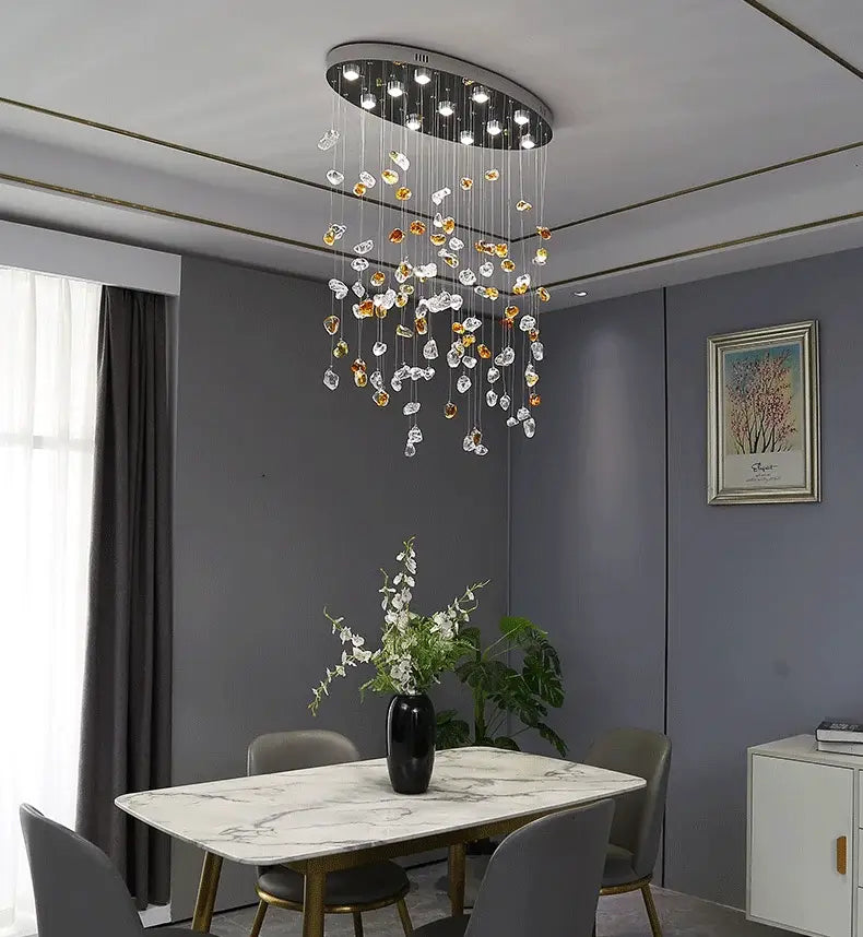 Lámpara de araña de cristal moderna LED para comedor, luces decorativas