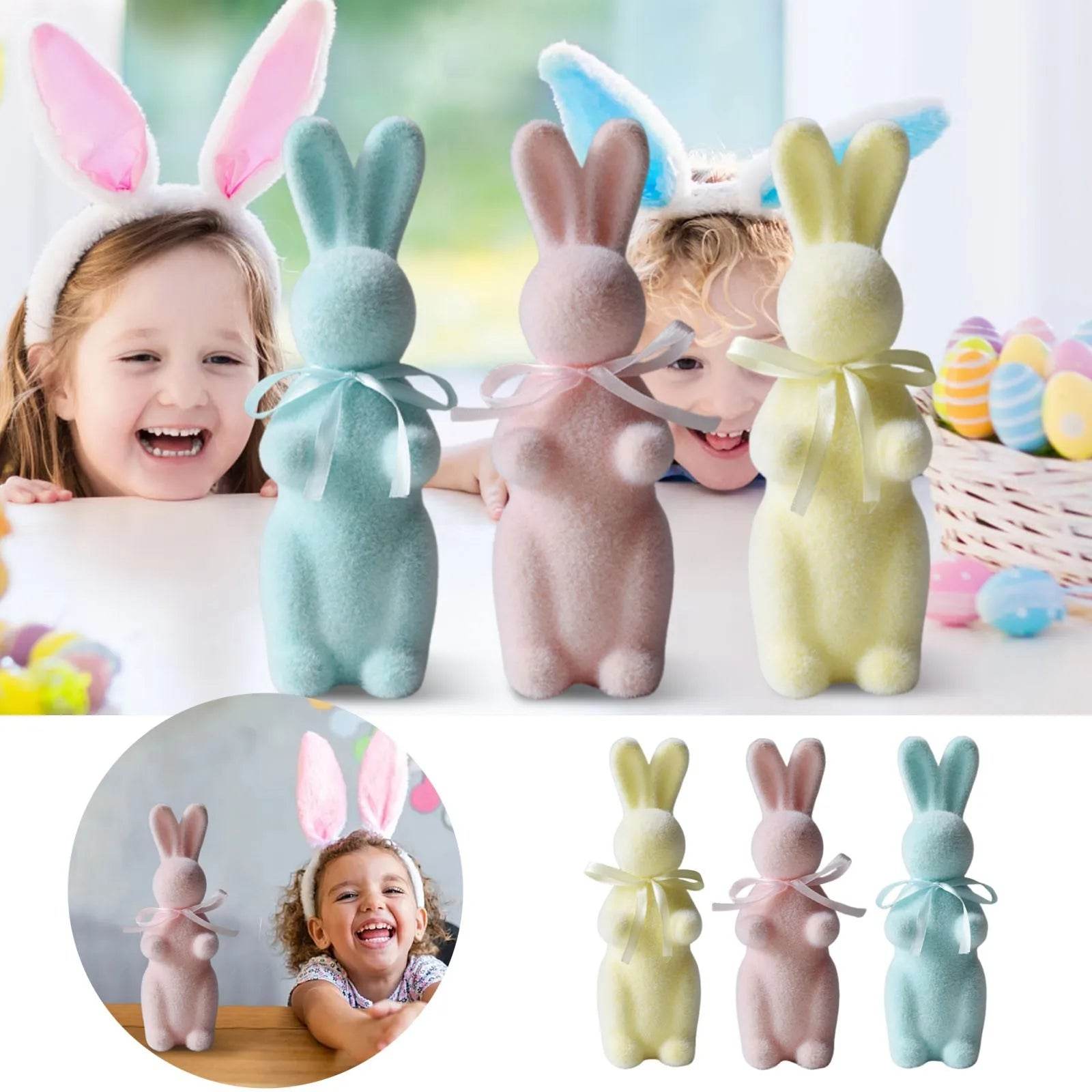 Easter Bunny Figurines With Bowtie - Estalios