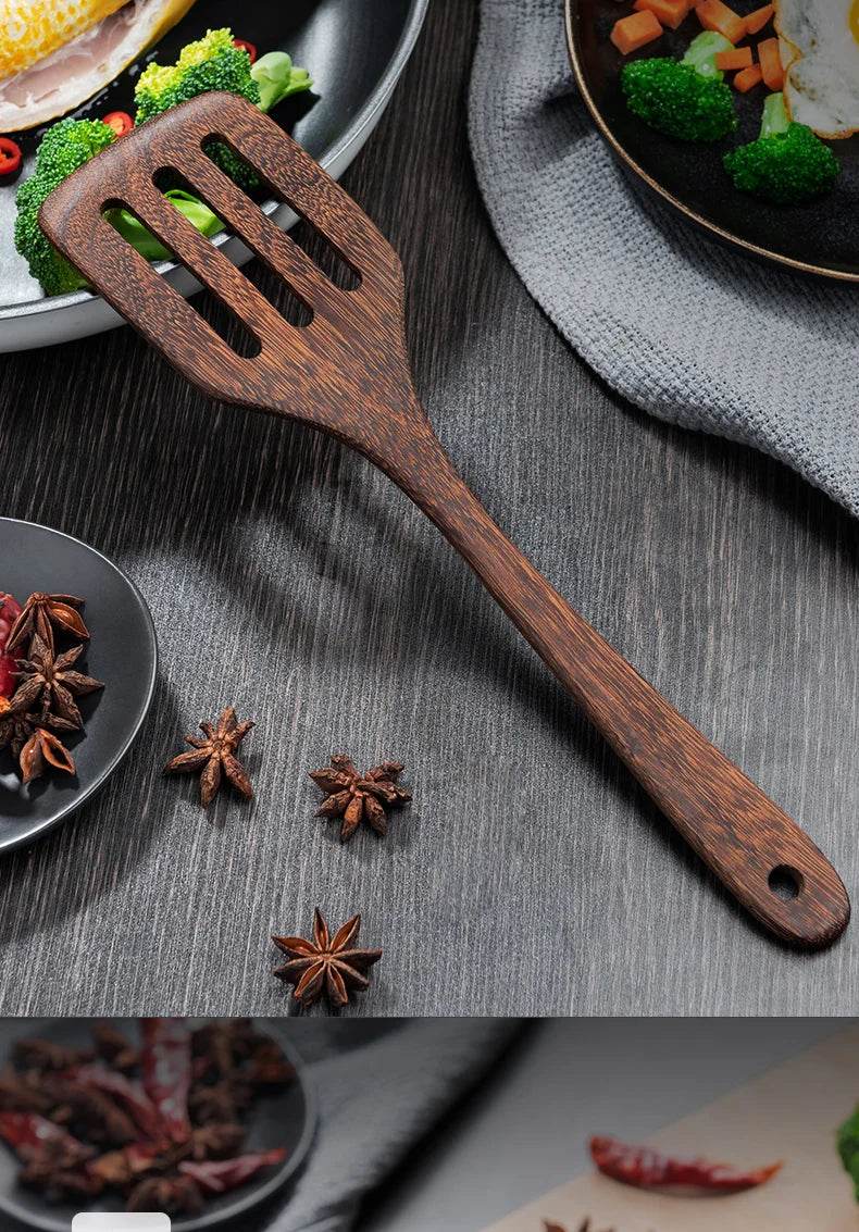 Kitchen Utensils Set Non-Stick Wooden Handle Cooking Tools - Estalios