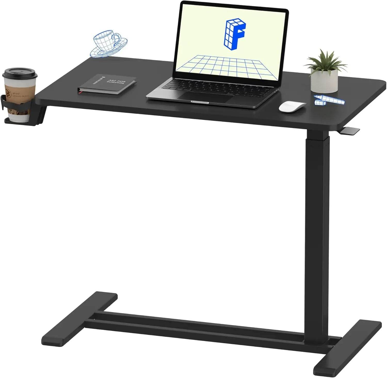 Electric Standing Desk with Drawers, Glass Adjustable Height - Estalios