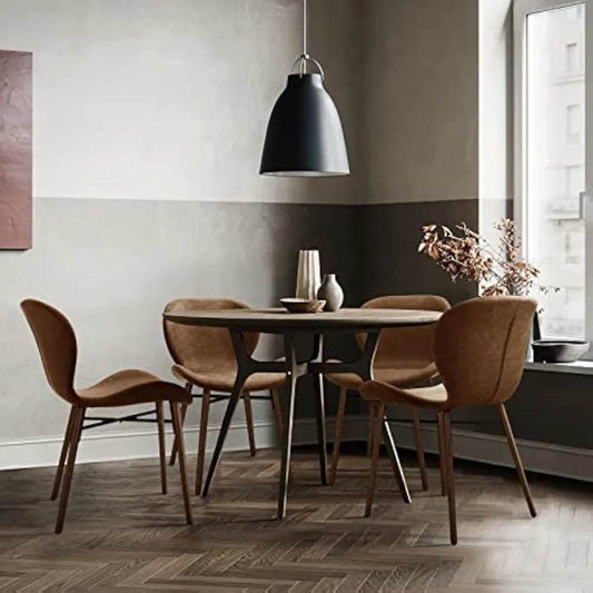 Mid Century Modern Dining Chair Set of 4 Brown Faux Leather - Estalios