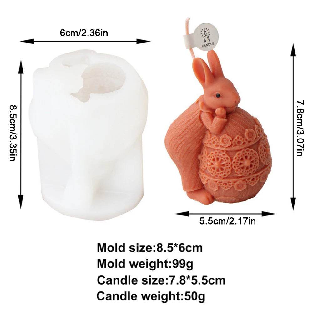 Easter Mold 3D Easter Bunny Egg Candle Silicone Mold Handmade DIY Easter Decorative Ornament Resin Mold Plaster Handicrafts - Estalios