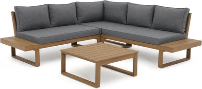 Acacia Wood Outdoor Sectional Sofa Set with Coffee Table - Estalios