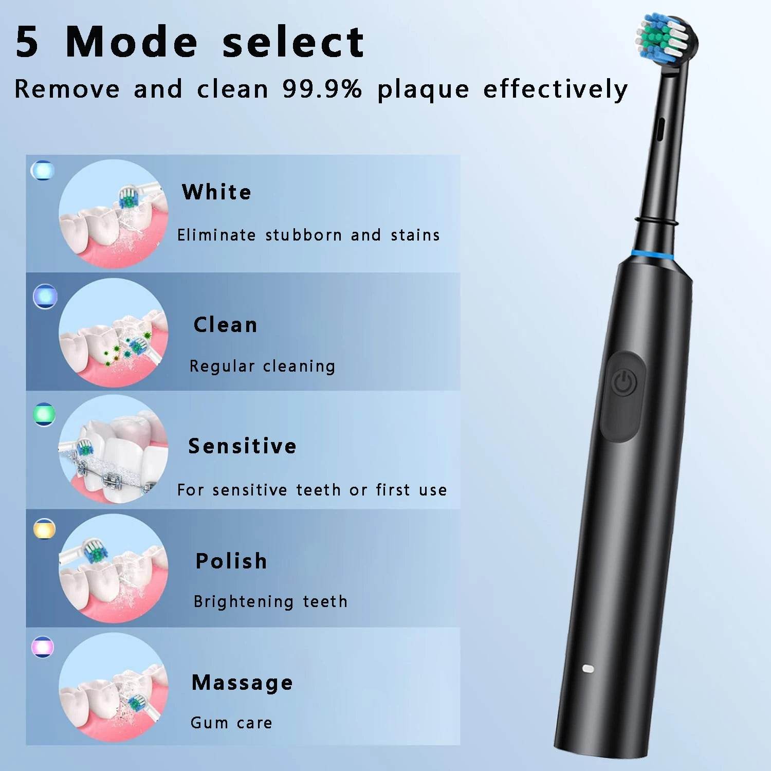 Electric Toothbrush Rotary Cleaning Teeth Brush Waterproof - Estalios