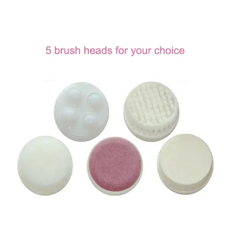 Five round brush heads for Electric Facial Cleaner skin care and blackhead removal.