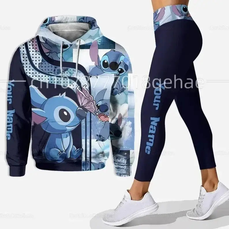 Disney Stitch and Angle 3D Hoodie and Leggings Women’s Set Yoga Pants Sports Yoga Hoodie Leggings Fashion Sportswear