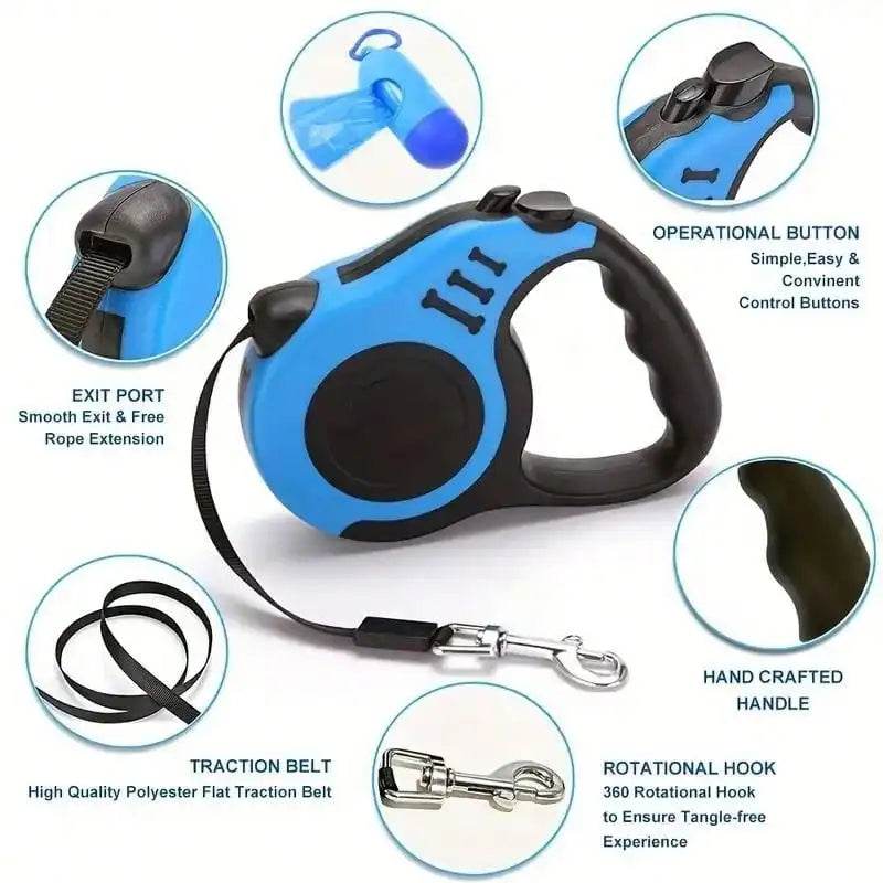 Pet Dog Automatic Retractable Traction Rope with Bone Print - Estalios
