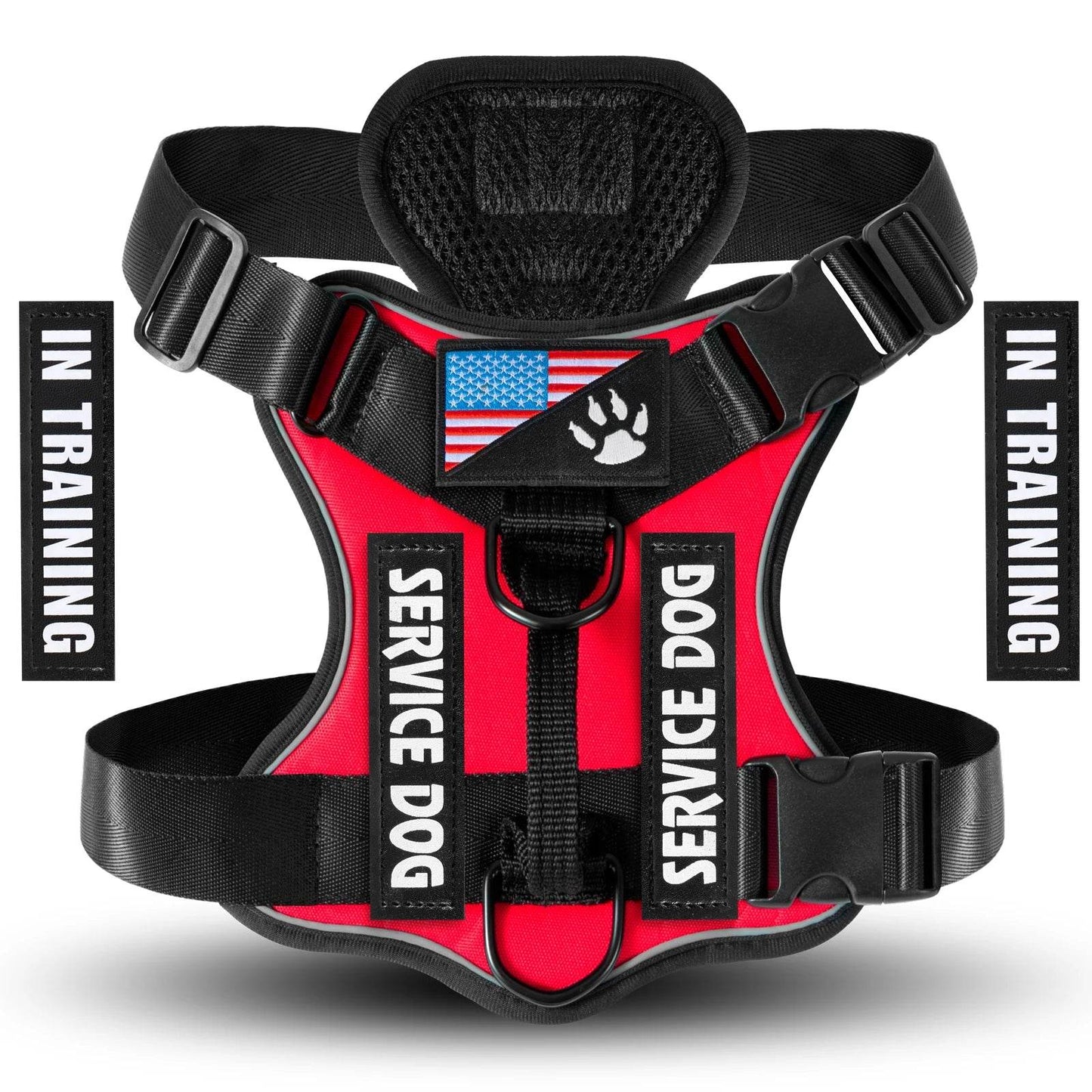 Reflective Service Dog Harness with 5 Patches, Adjustable - Estalios
