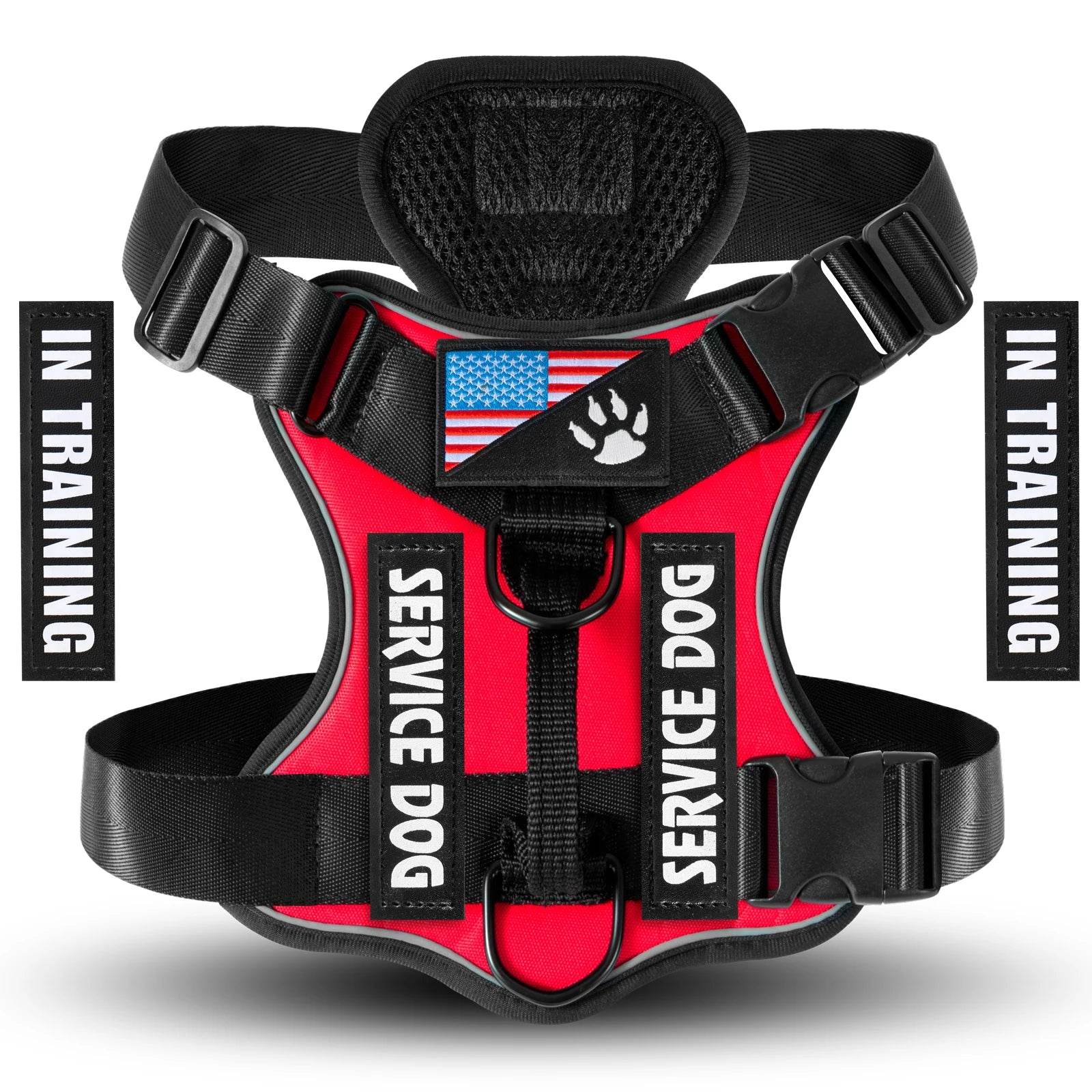Reflective Service Dog Harness with 5 Patches, Adjustable - Estalios