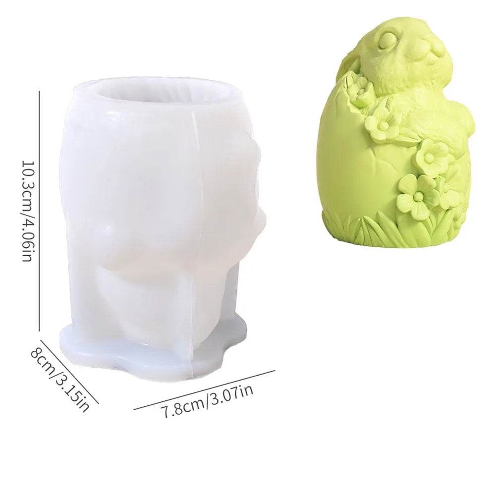 Easter Mold 3D Easter Bunny Egg Candle Silicone Mold Handmade DIY Easter Decorative Ornament Resin Mold Plaster Handicrafts - Estalios