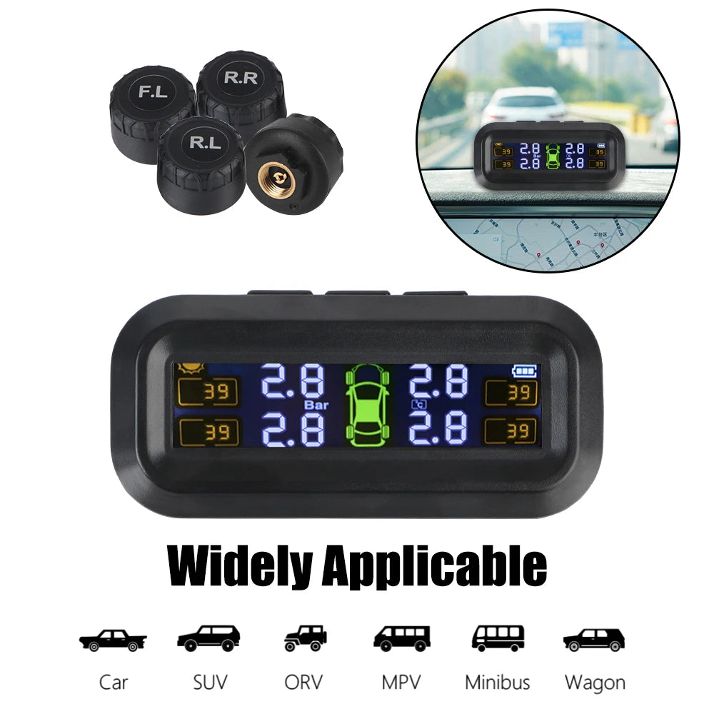 Reifendrucküberwachungssystem mit vier Ventilkappen und Zubehör für Solar TPMS Autos