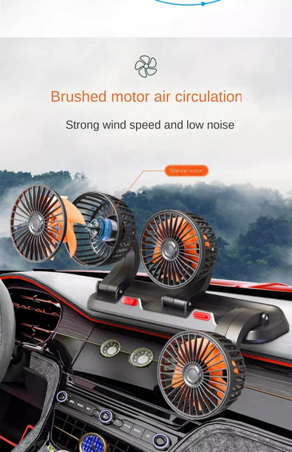 360° Adjustable Car Fan 3 Heads Electric USB 12V/24V - Estalios