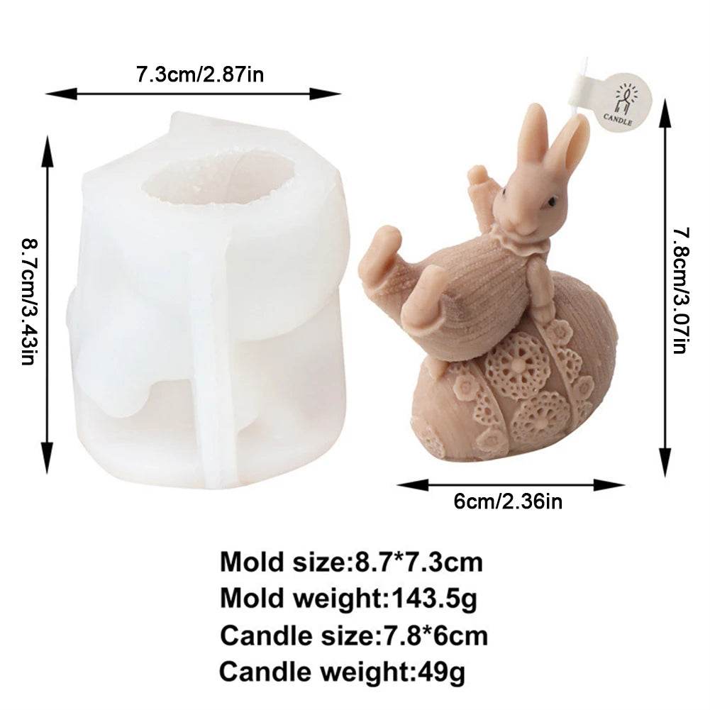 Easter Mold 3D Easter Bunny Egg Candle Silicone Mold Handmade DIY Easter Decorative Ornament Resin Mold Plaster Handicrafts - Estalios