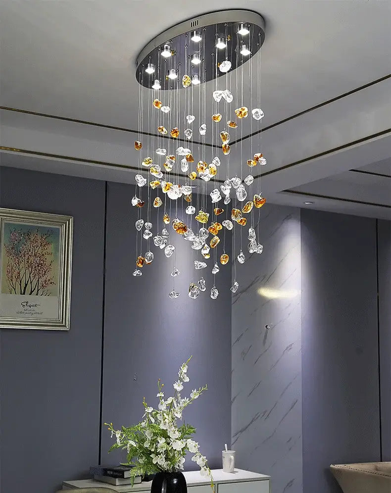 Lámpara de araña de cristal moderna LED para comedor, luces decorativas