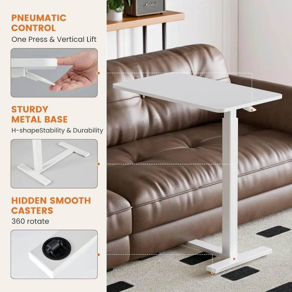 Adjustable Overbed Bedside Table with Wheels for Home Use - Estalios