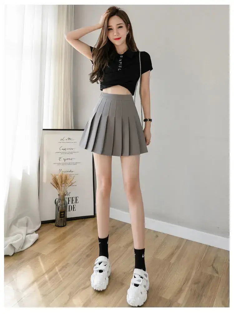 2024 White Women Pleated Skirts Summer High Waist Zipper Girls Dancing JK Mini Skirts Black Fashion Student A Line