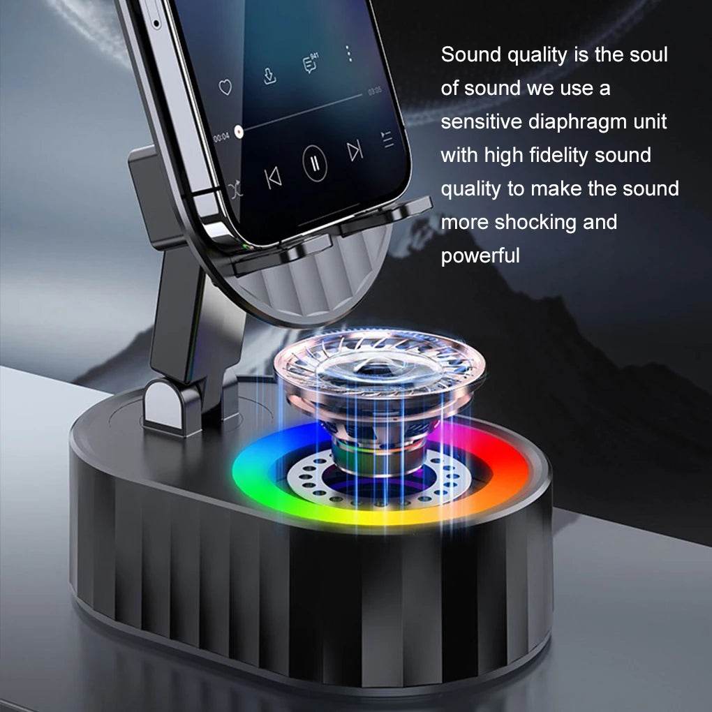 Portable Cell Phone Stand Speaker With Surround Sound Black - Estalios