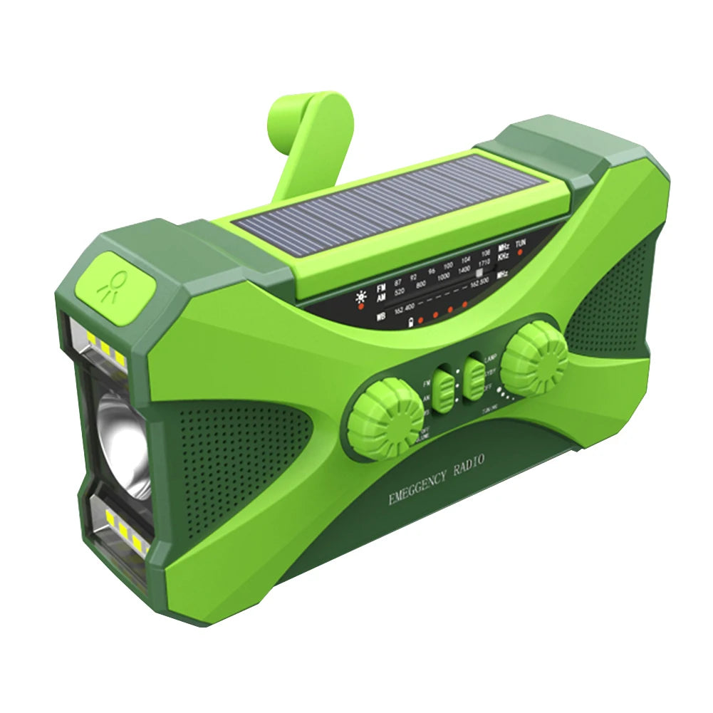 12000mAh Hand Crank Solar Power Radio Portable AM/FM/NOAA Weather Radio with LED Flashlight Power Bank Outdoor