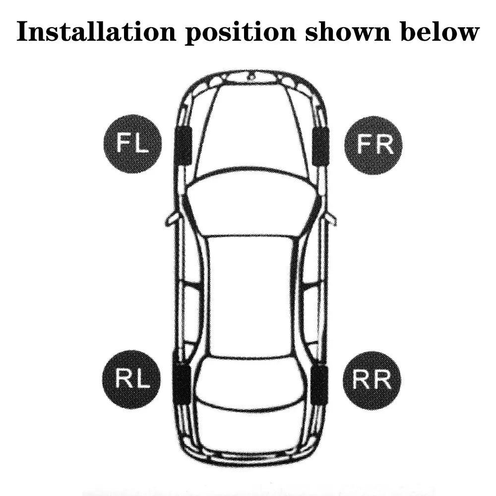 Car installation diagram for Tire Pressure Monitoring System with 4 Solar Sensors.