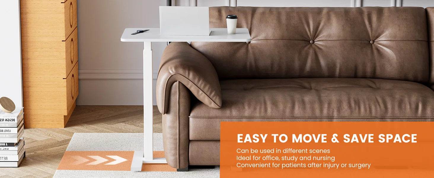 Adjustable Overbed Bedside Table with Wheels for Home Use - Estalios