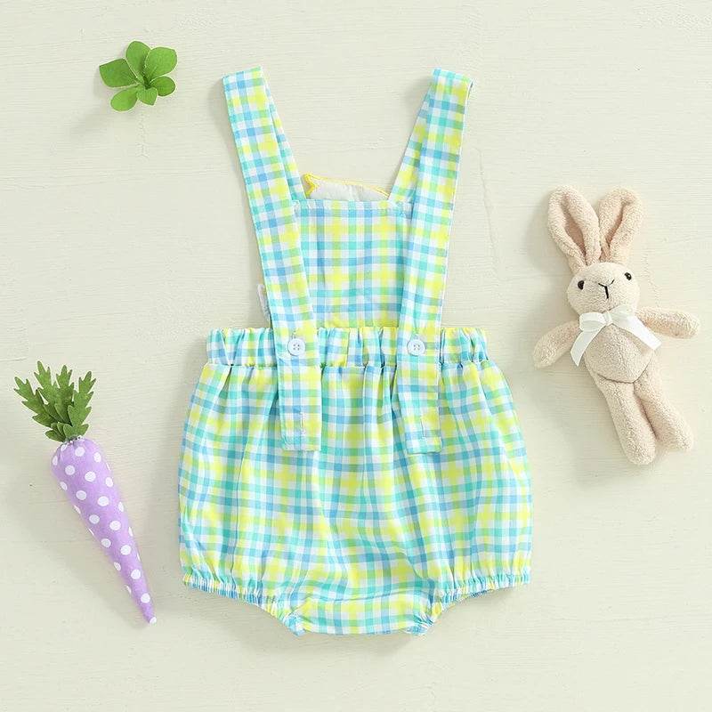 Easter Bunny Jumpsuit with Floral Embroidery and Ruffle Trim for Infant Girls and Boys - Adorable Spring Romper for Babies - Estalios