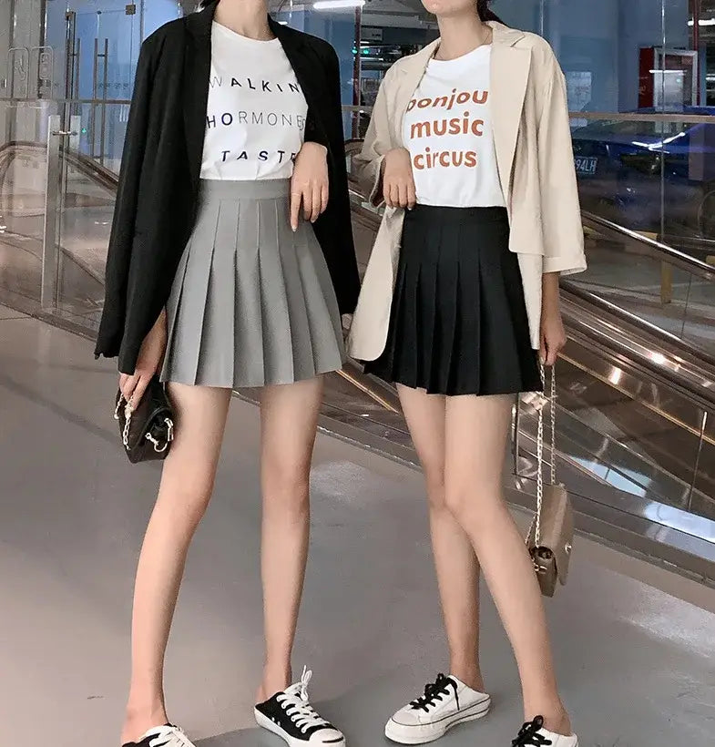 2024 White Women Pleated Skirts Summer High Waist Zipper Girls Dancing JK Mini Skirts Black Fashion Student A Line