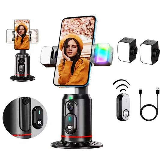 360 Degree Rotation Selfie Stick with Tripod and Light - Estalios