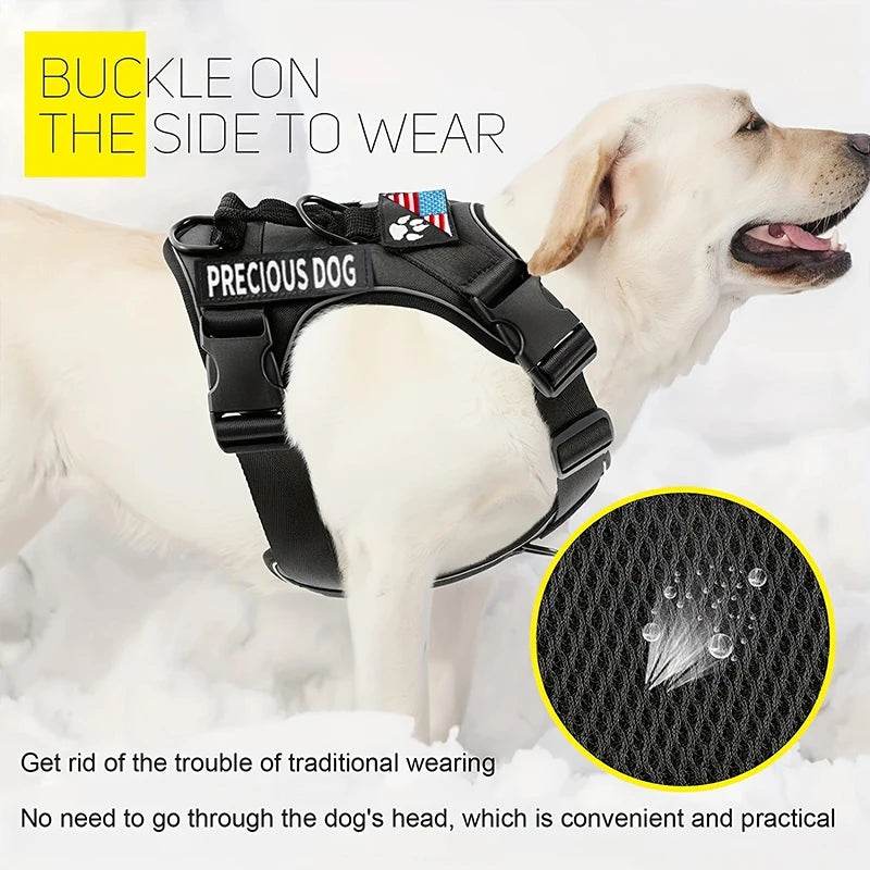 Reflective Service Dog Harness with 5 Patches, Adjustable - Estalios