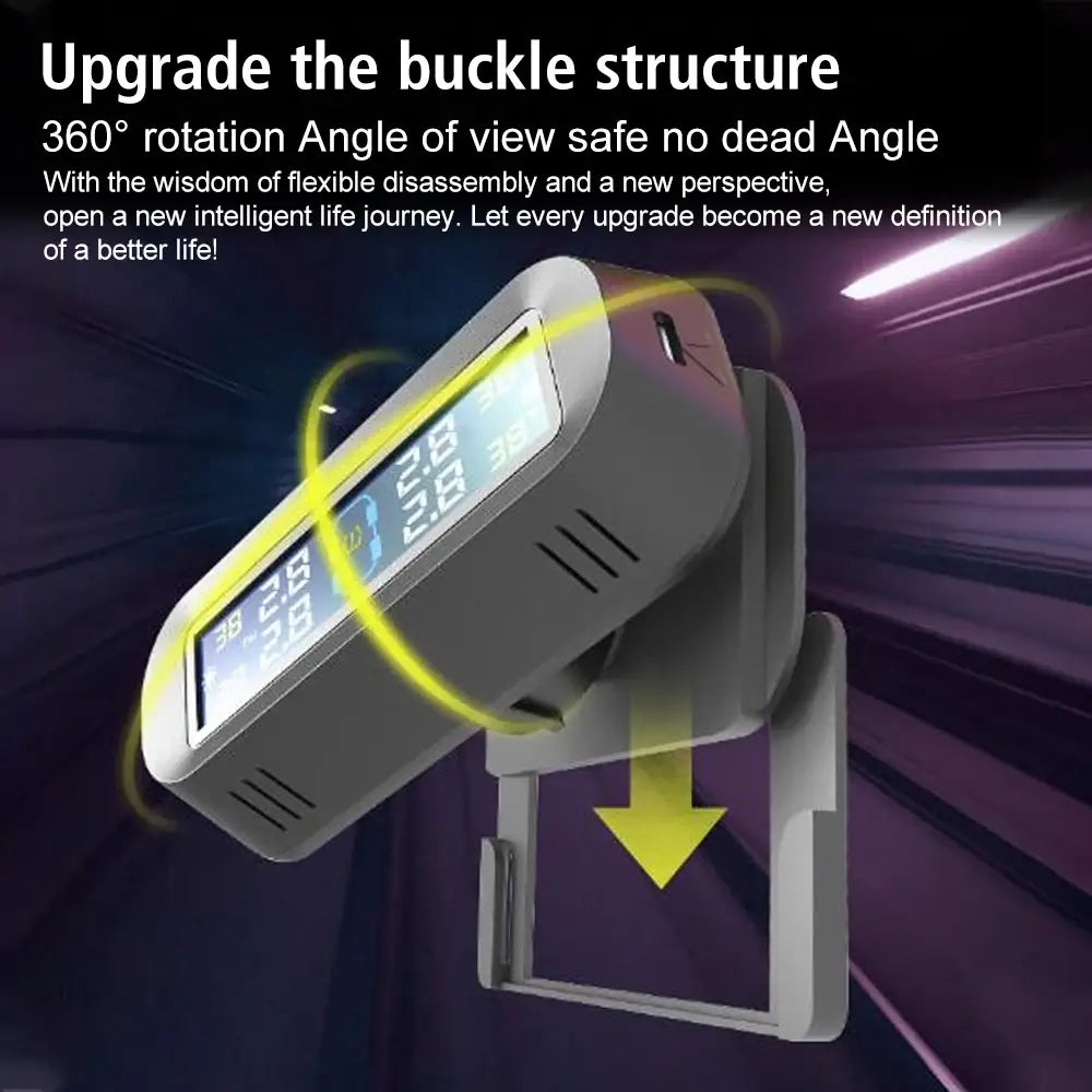 Digital Tire Pressure Monitor for Tire Pressure Monitoring System with Solar Sensors.