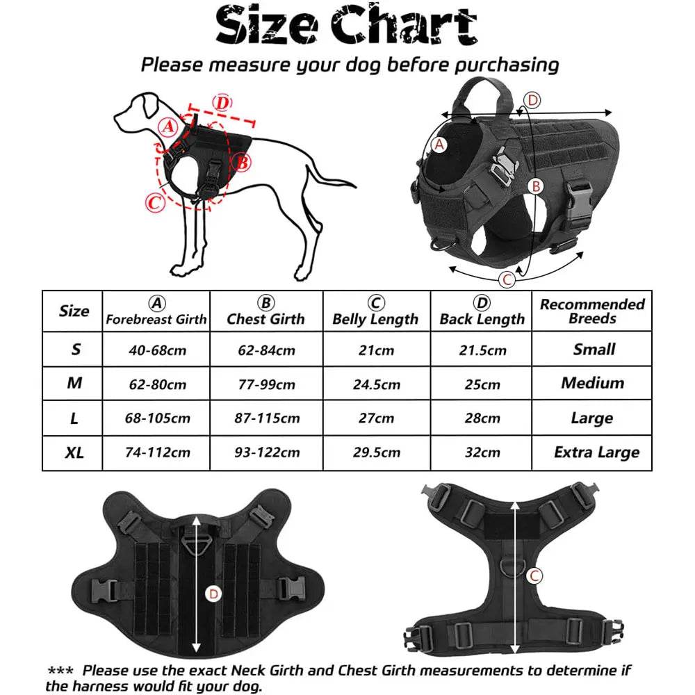 Military Large Dog Harness Leash for Tactical Training - Estalios