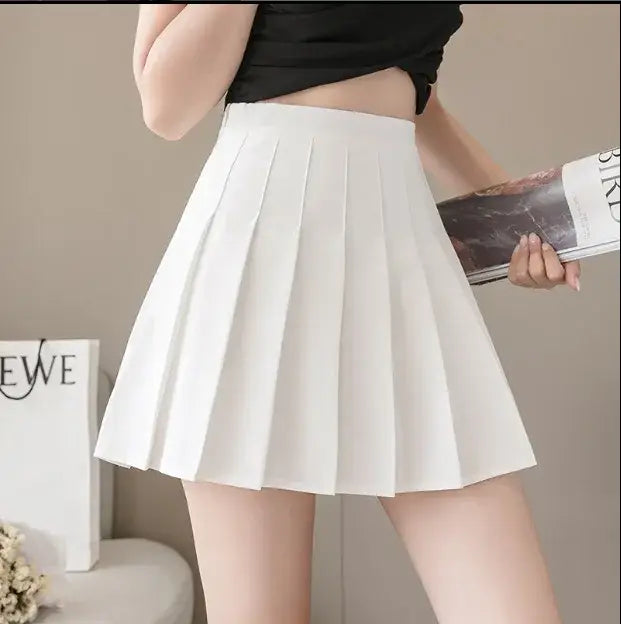 2024 White Women Pleated Skirts Summer High Waist Zipper Girls Dancing JK Mini Skirts Black Fashion Student A Line