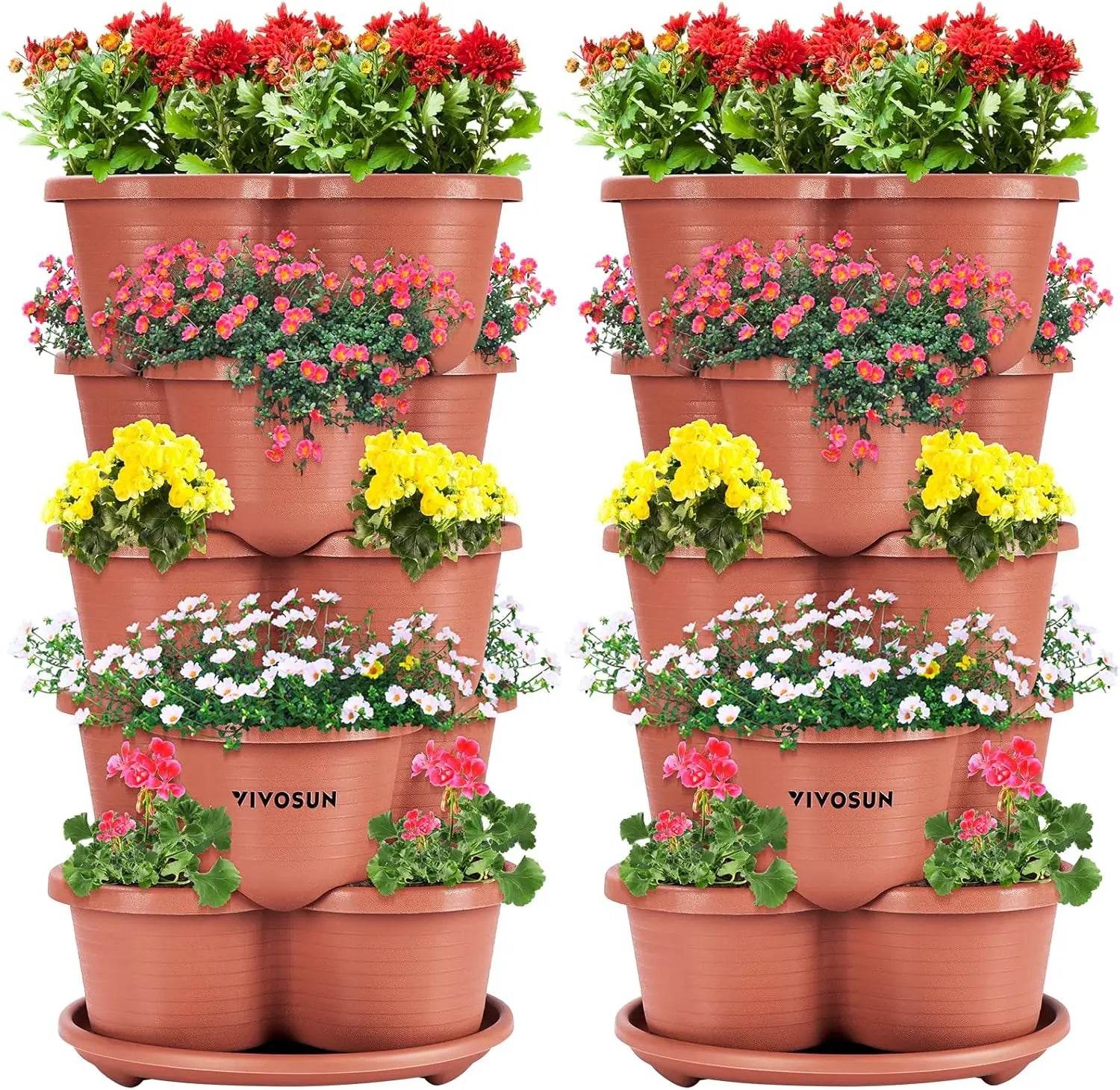 2-Pack 5 Tier Vertical Gardening Planter for Herbs and Flowers - Estalios