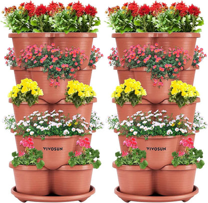 2-Pack 5 Tier Vertical Gardening Planter for Herbs and Flowers - Estalios