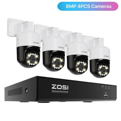 ZOSI 8MP PTZ PoE CCTV Security Camera System AI Face Person Vehicle Detect 4K 8CH Expand 16CH NVR Video Surveillance IP Cam - Estalios