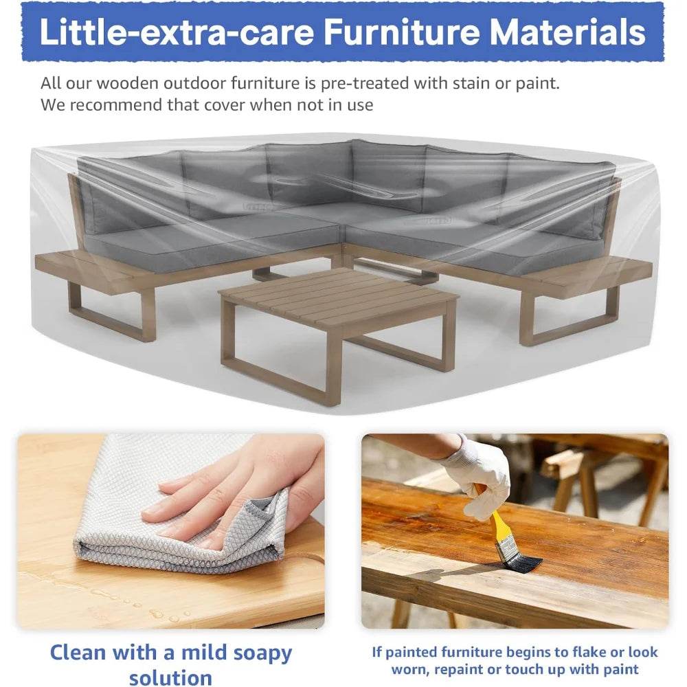 Acacia Wood Outdoor Sectional Sofa Set with Coffee Table - Estalios