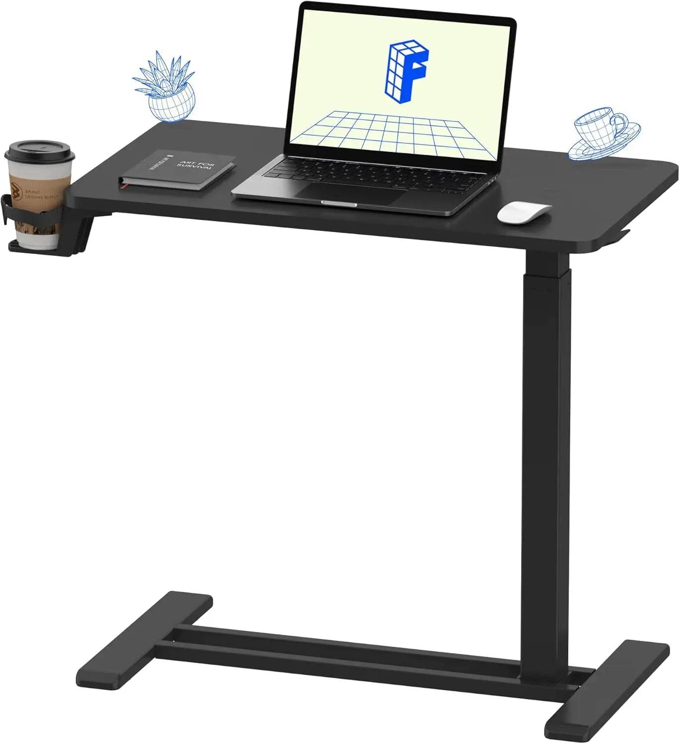 Electric Standing Desk with Drawers, Glass Adjustable Height - Estalios