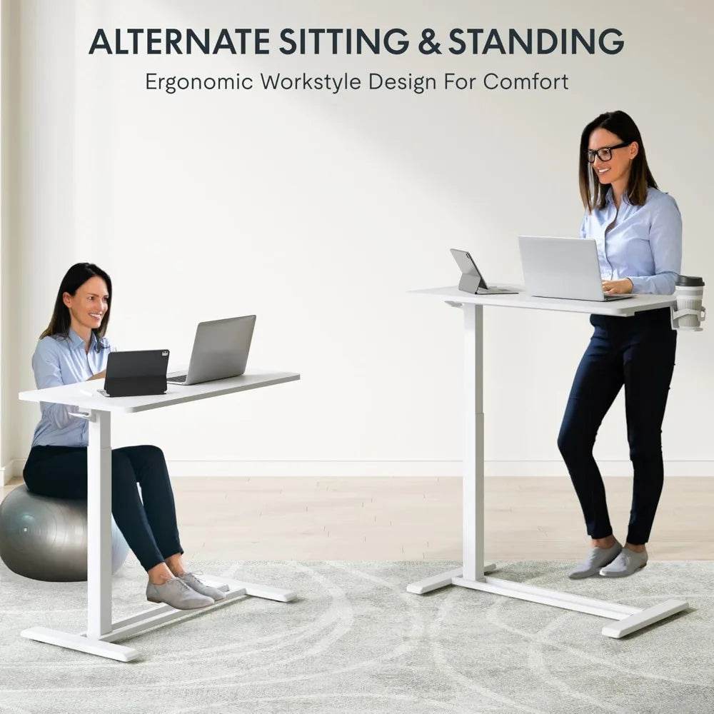 Electric Standing Desk with Drawers, Glass Adjustable Height - Estalios