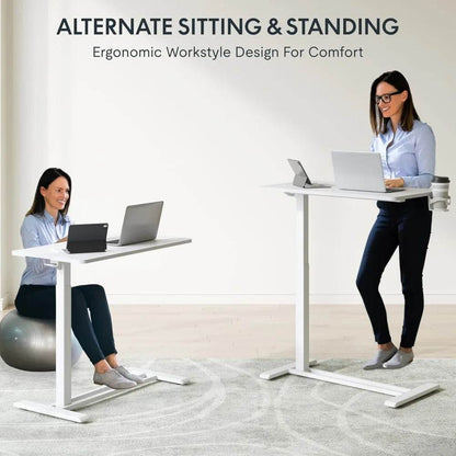 Electric Standing Desk with Drawers, Glass Adjustable Height - Estalios