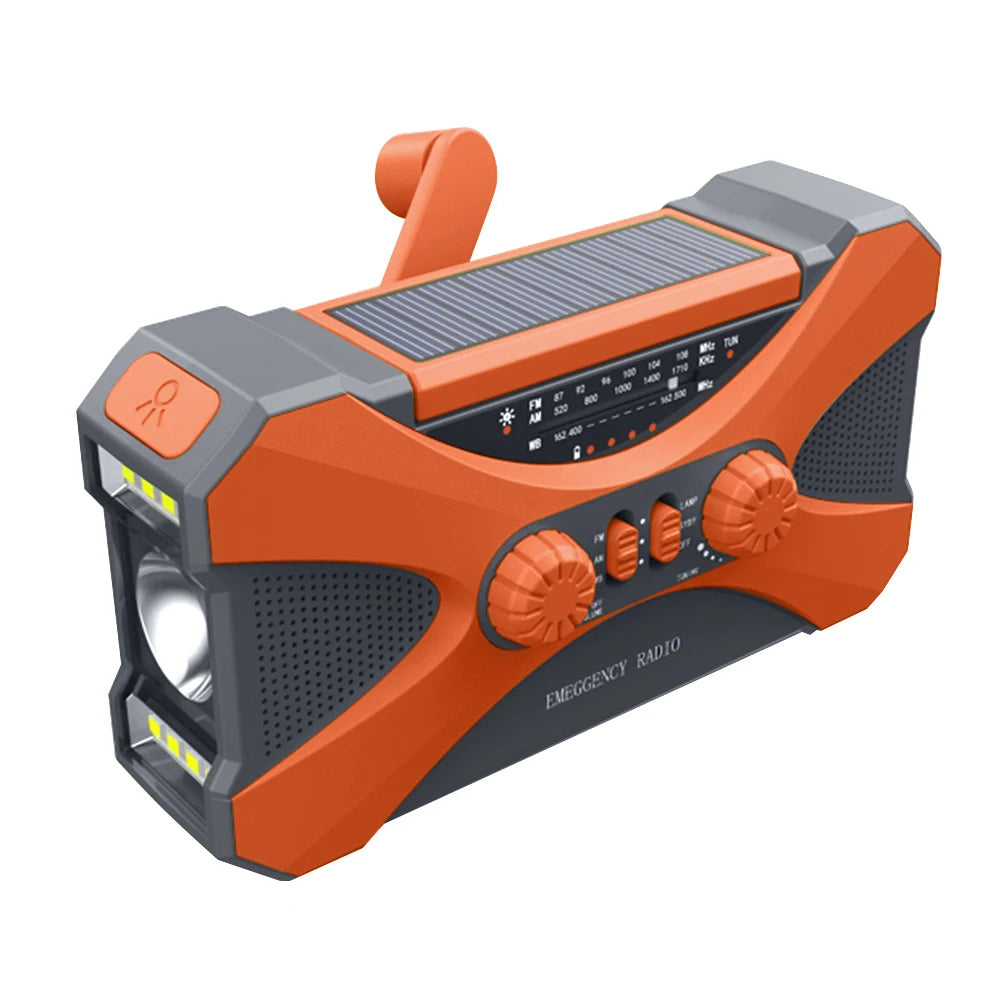 12000mAh Hand Crank Solar Power Radio Portable AM/FM/NOAA Weather Radio with LED Flashlight Power Bank Outdoor