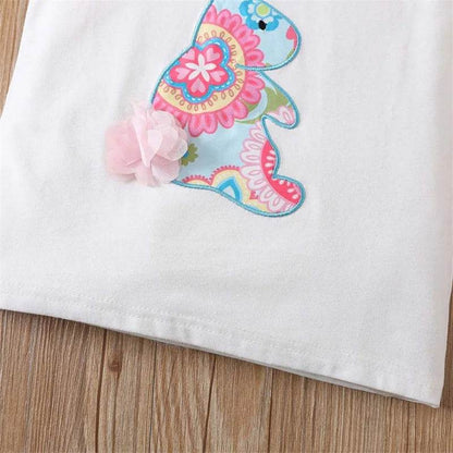 Toddler Girl 2-Piece Easter Outfits with Bunny Embroidery Top and Shorts Set for Spring Adorable Fly Sleeve Clothes - Estalios